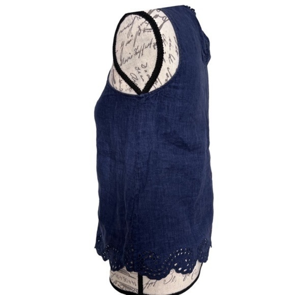Joie Women's Encycllia navy 100% linen sleeveless blouse size XXS - Picture 3 of 8
